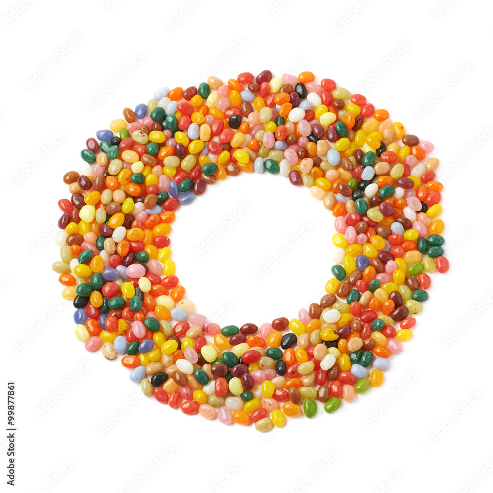 Round frame made of jelly beans isolated Round frame made of jelly beans isolated