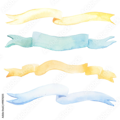Watercolor ribbons and banners for text.