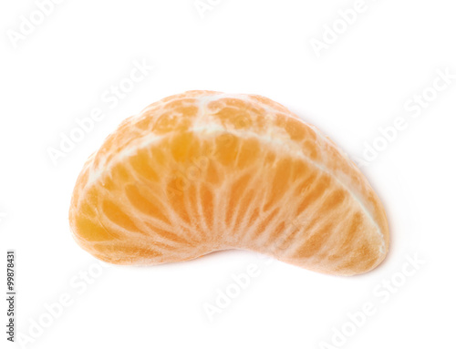 Single tangerine slice isolated