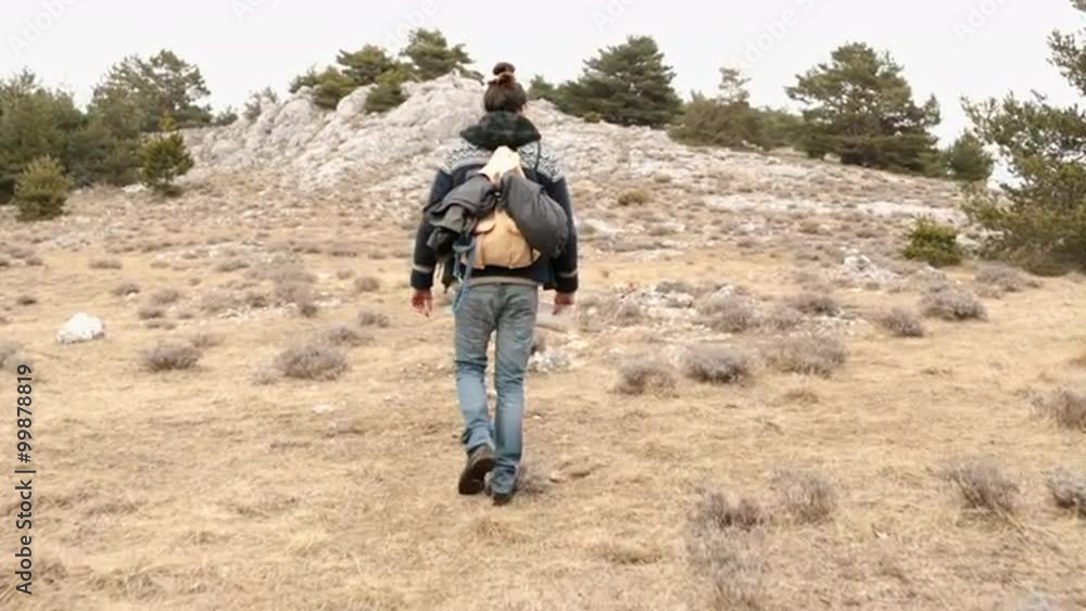 Man walk on mountain Man walk on mountain