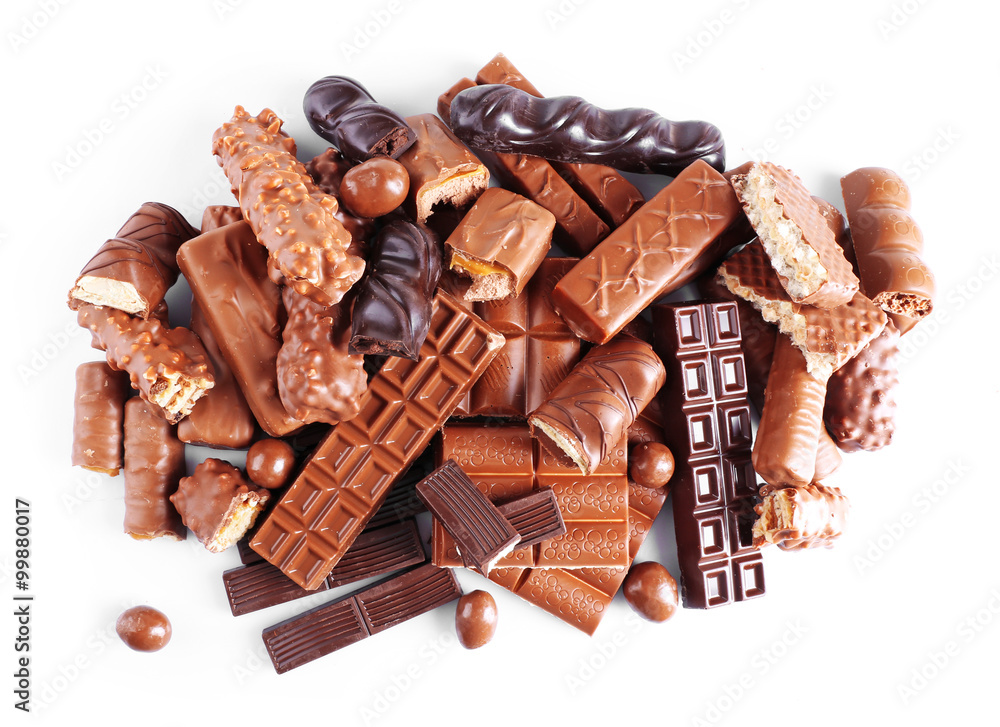 mix of chocolate, isolated on white mix of chocolate, isolated on white