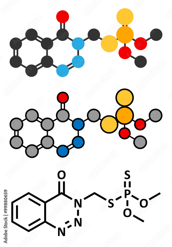Azinphos-methyl organophosphate insecticide. Azinphos-methyl organophosphate insecticide.