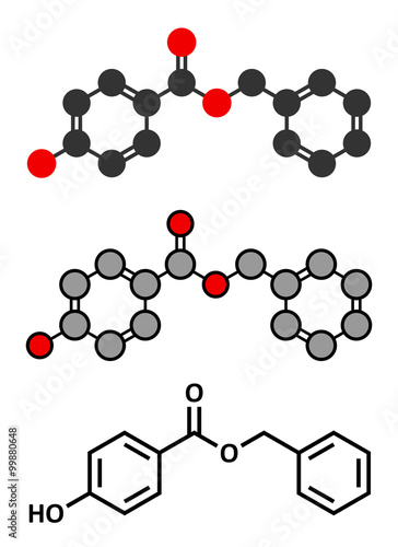 Benzyl paraben preservative molecule. photo