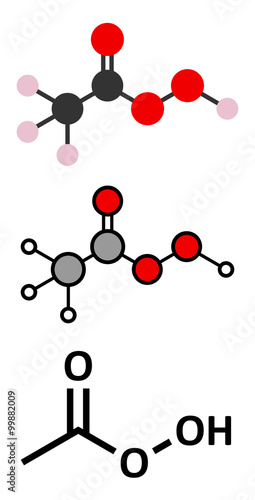 Peracetic acid (peroxyacetic acid, paa) disinfectant molecule.  photo