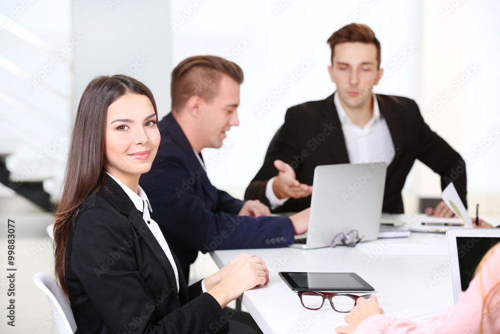Photo of business woman in conference room at the meeting Photo of business woman in conference room at the meeting