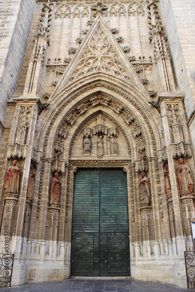 Entrance door of Sevilla Cathedral. Sevilla, Spain