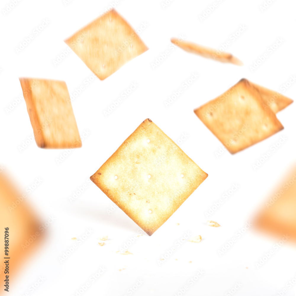Cookie crackers falling from top