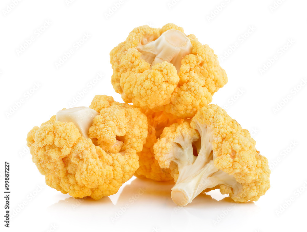 yellow cauliflower on white background yellow cauliflower on white background