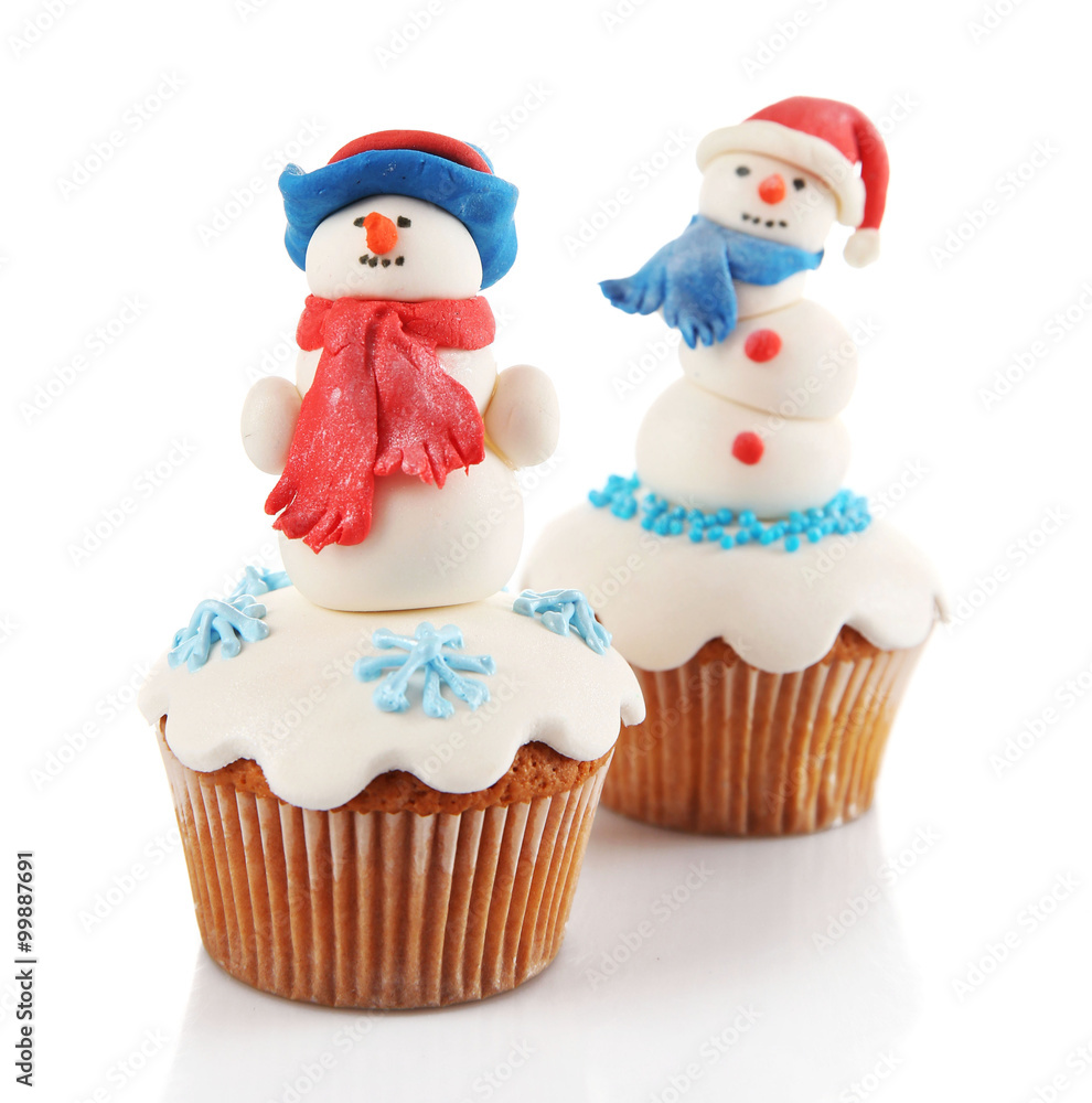 Christmas cupcake isolated on white Christmas cupcake isolated on white