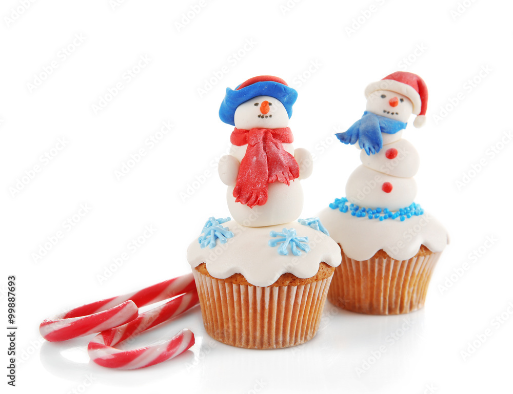 Christmas cupcakes isolated on white Christmas cupcakes isolated on white