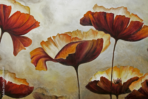 Painting poppies with texture