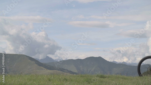 Man is enjoying the panoramaon mountain  slow motion   photo