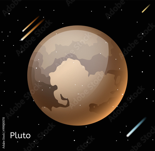 Pluto planet 3d vector illustration