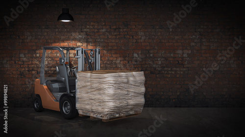 Forklift with building materials