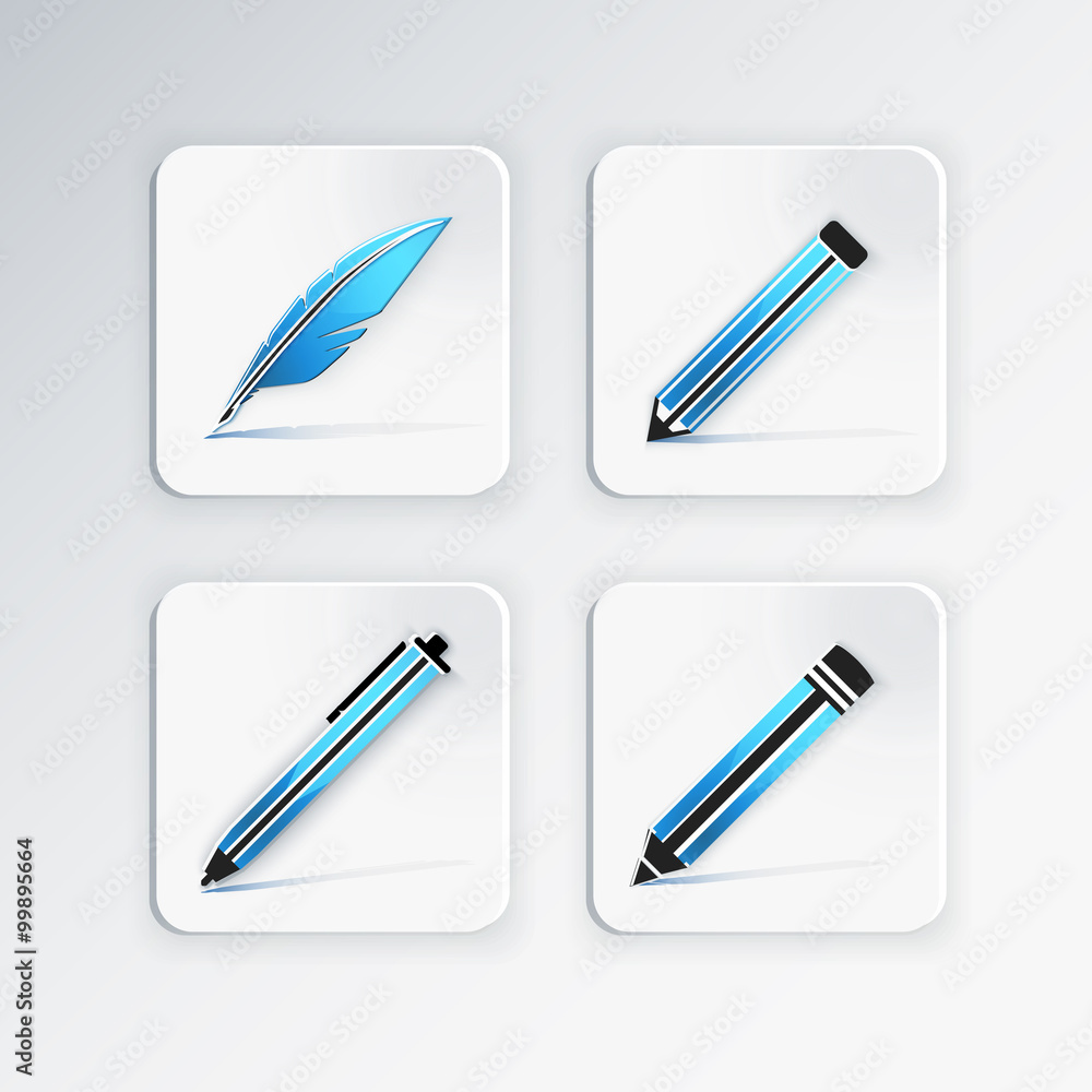 Education icon set for writing. Education icon set for writing.