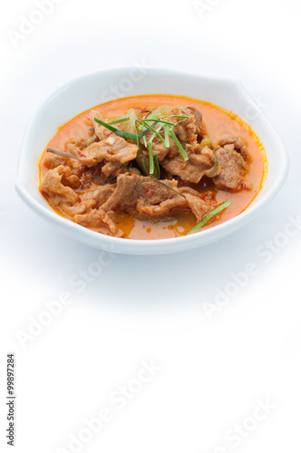 Red curry with pork and coconut milk (Panaeng), Thai food © awaygy