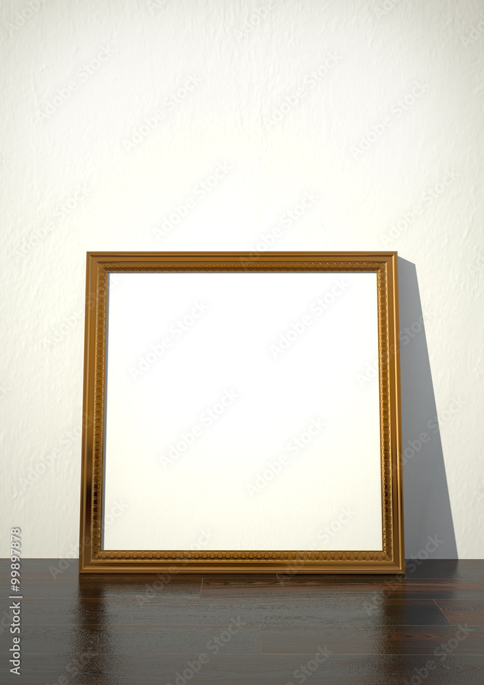 golden frame with blank white canvas golden frame with blank white canvas