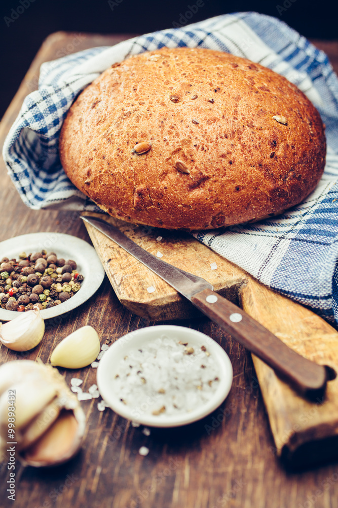 Fresh bread and spices Fresh bread and spices