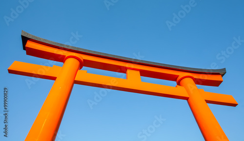 Torii , A traditional Japanese gate at the entrance of or within a Shinto shrine