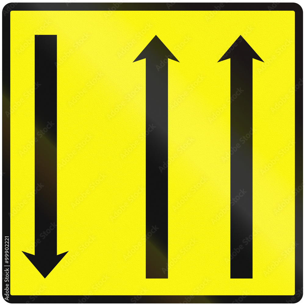 Road sign used in Slovakia - Using temporary lanes Road sign used in Slovakia - Using temporary lanes
