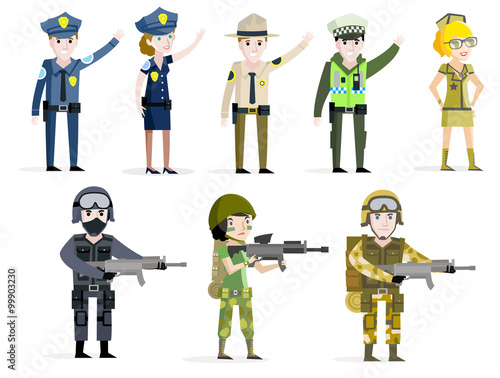 cops and soldiers vectors