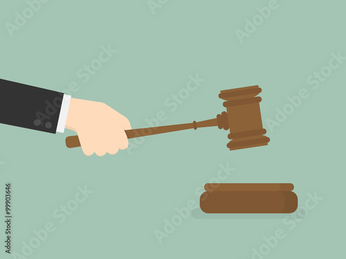 The gavel of a judge in court
