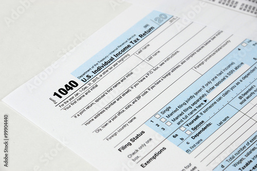 close up on 1040 tax form