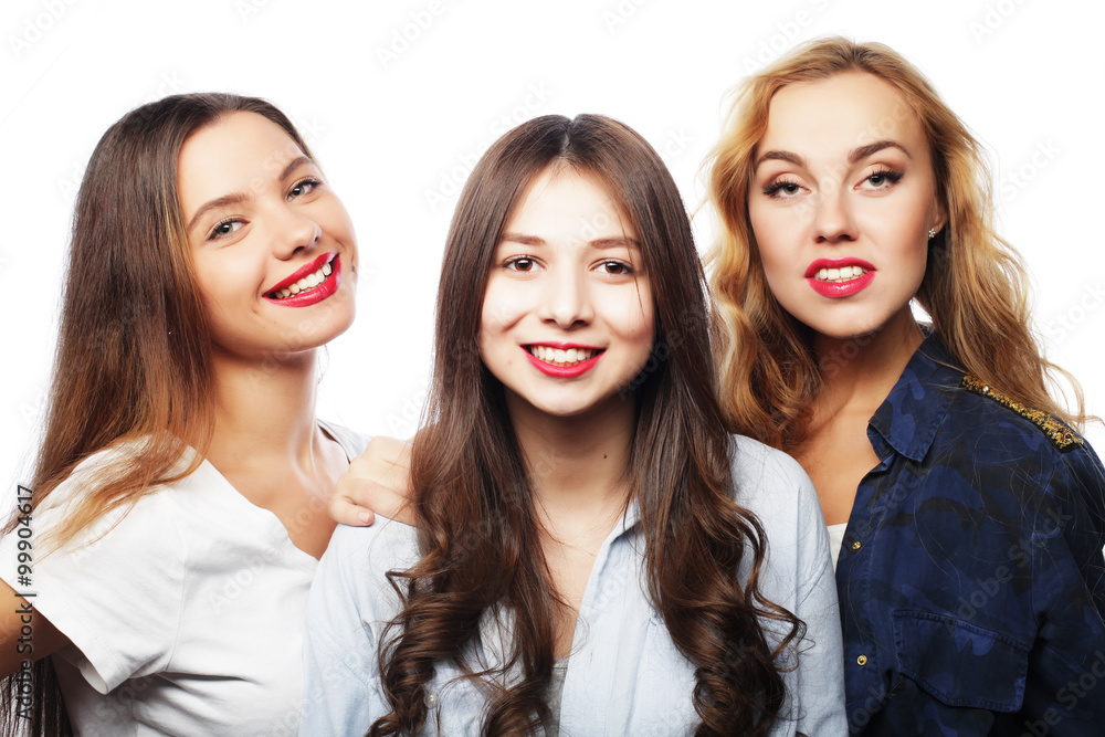 Three stylish sexy hipster girls best friends. Three stylish sexy hipster girls best friends.