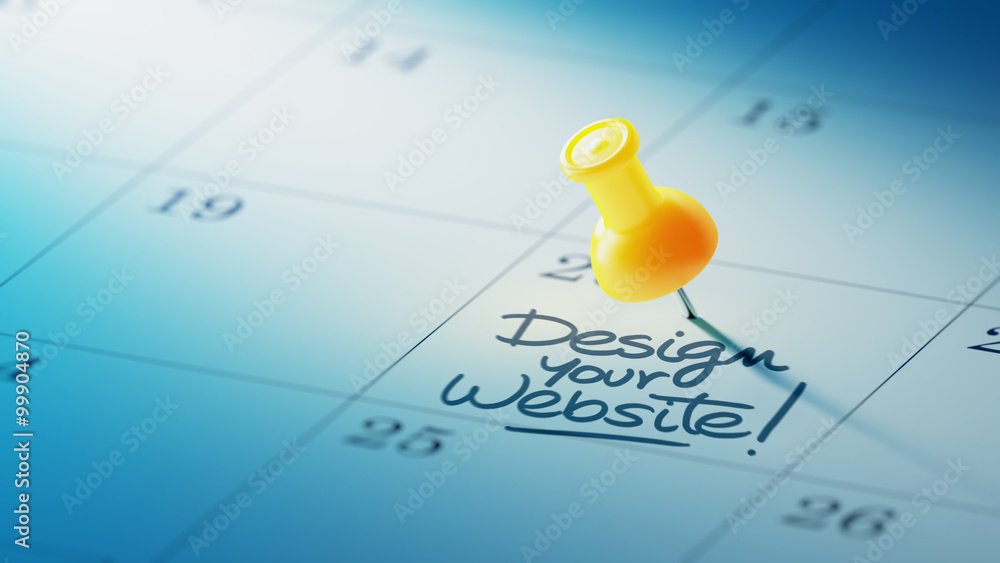 Concept image of a Calendar with a yellow push pin. Closeup shot - obrazy, fototapety, plakaty 