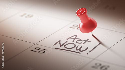 Принти на полотні Concept image of a Calendar with a red push pin. Closeup shot of