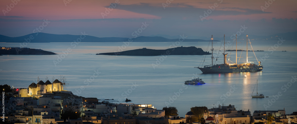 Twilight in Mykonos, Greece