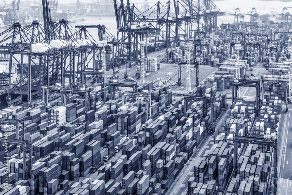 Fototapeta premium industrial port with containers