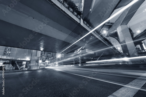 Photography light trails on the modern building background in shanghai china