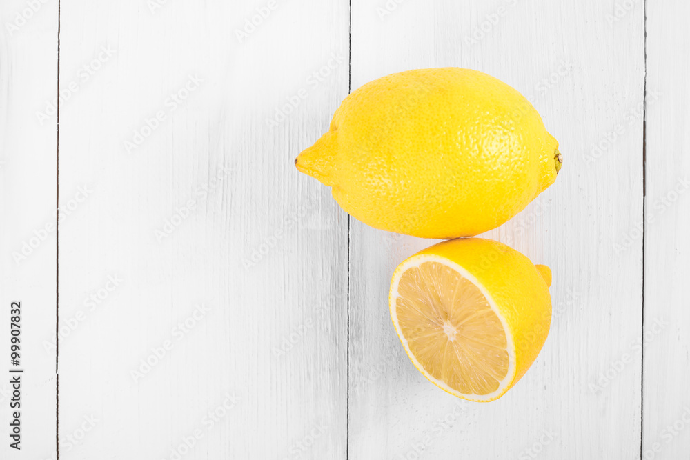 Fresh Yellow Lemons On Wood Boards