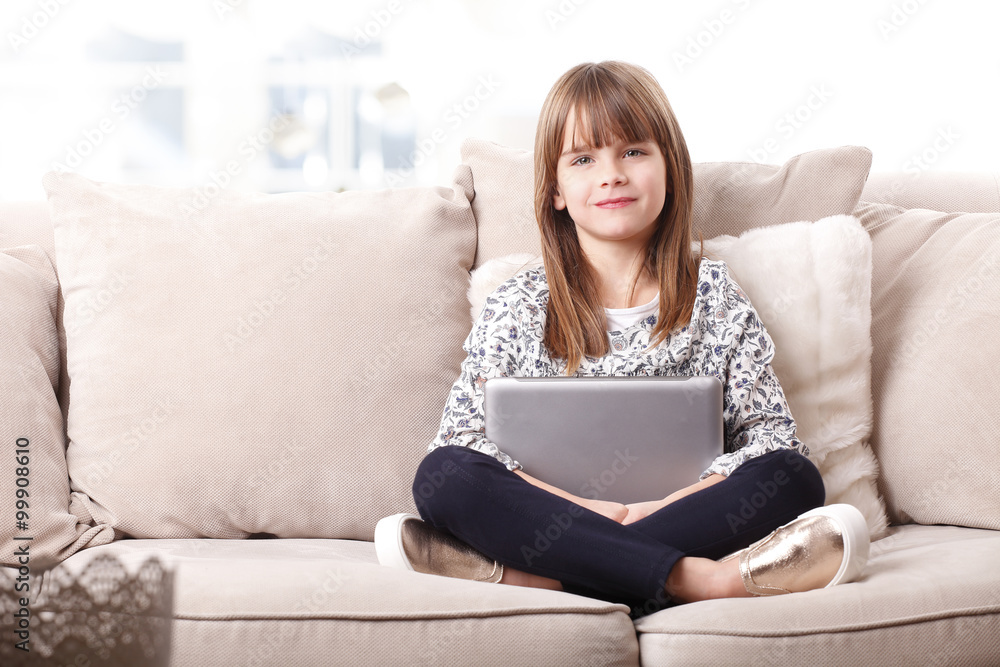 Little girl with digital tablet Little girl with digital tablet