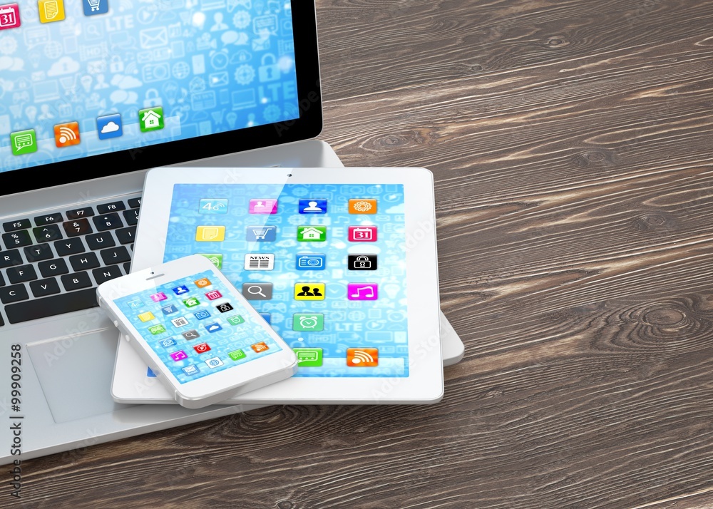 Laptop, phone and tablet pc. Laptop, phone and tablet pc.