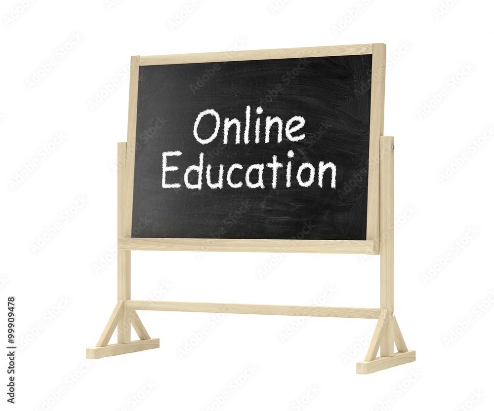 Fototapeta premium Online education concept. Blackboard, chalkboard isolated on white