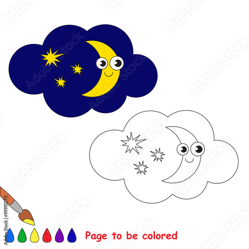 Moon in vector cartoon to be colored.