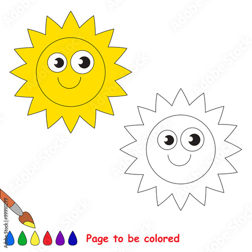 Sun in vector cartoon to be colored.