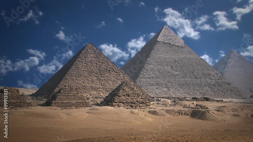 The Great Pyramids in Egypt Africa With Background Clouds in Time Lapse photo