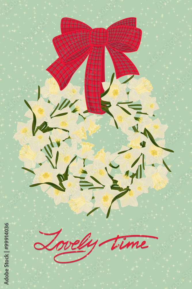 Greeting wedding card with flower wreath Greeting wedding card with flower wreath