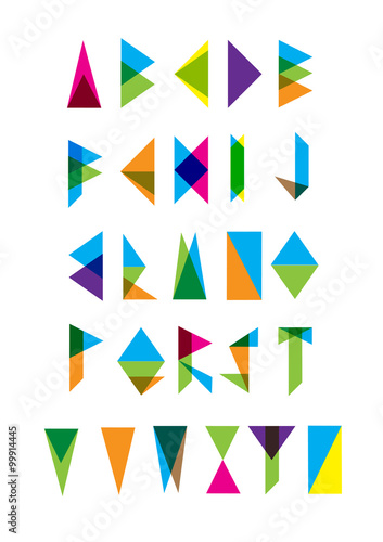 set of vector triangles alphabet collection
