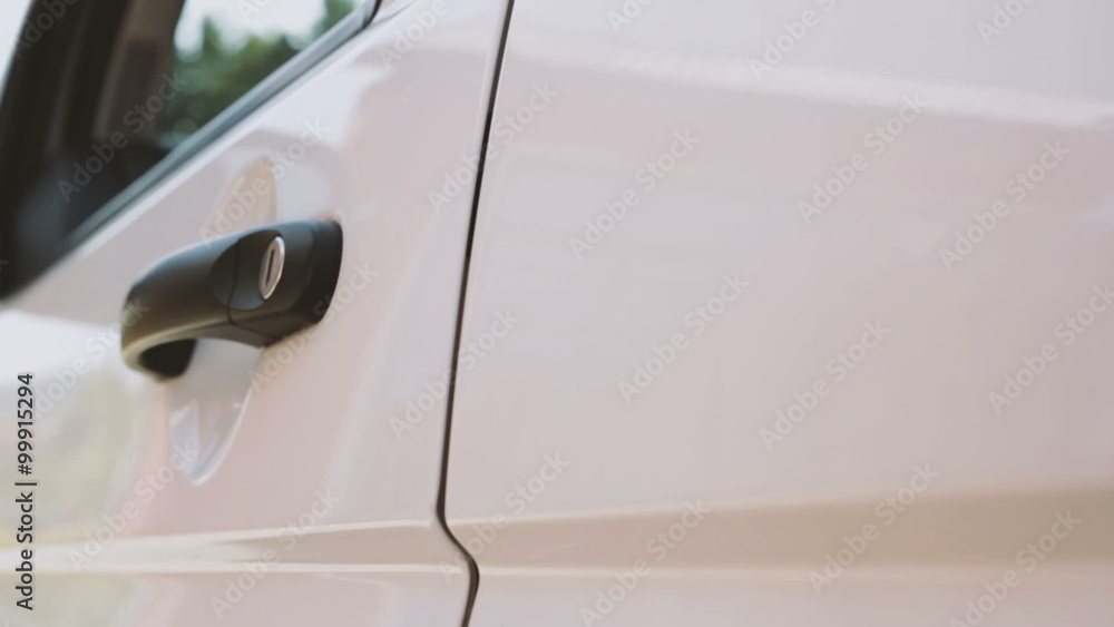 Closing white van car door dolly Closing white van car door dolly