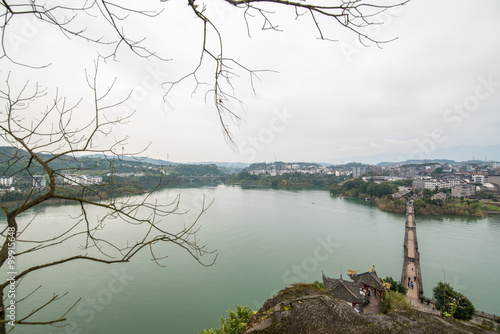 Landscape view of the river in shibao pagpda,chongqing,china photo