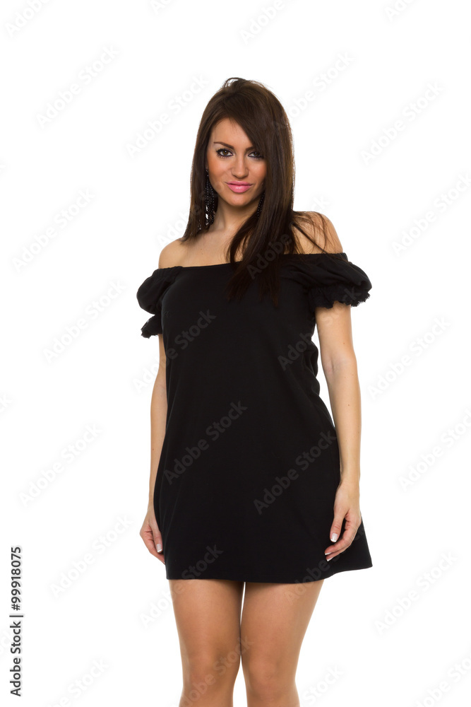 portrait of a beautiful adult sensuality woman in black dress po portrait of a beautiful adult sensuality woman in black dress po