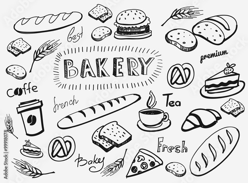 vector hand drawn bread icon sketch doodle