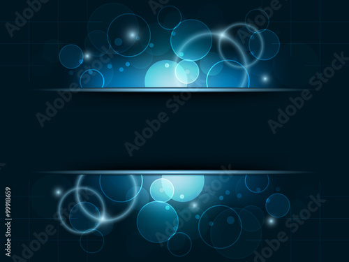 Abstract vector background with bubbles, shiny effect and stripe for your text.