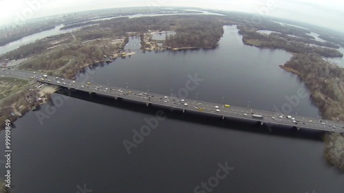 Aerial shot of Southern bridge over the Dnieper in Kiev photo