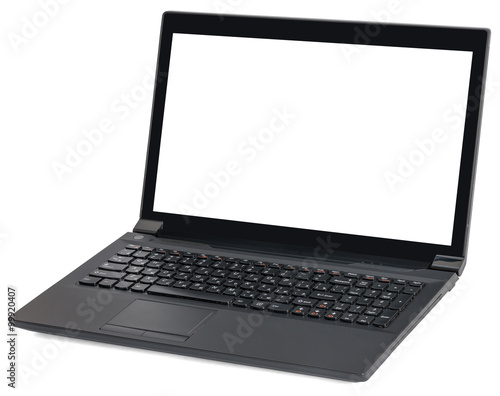 Black laptop on white