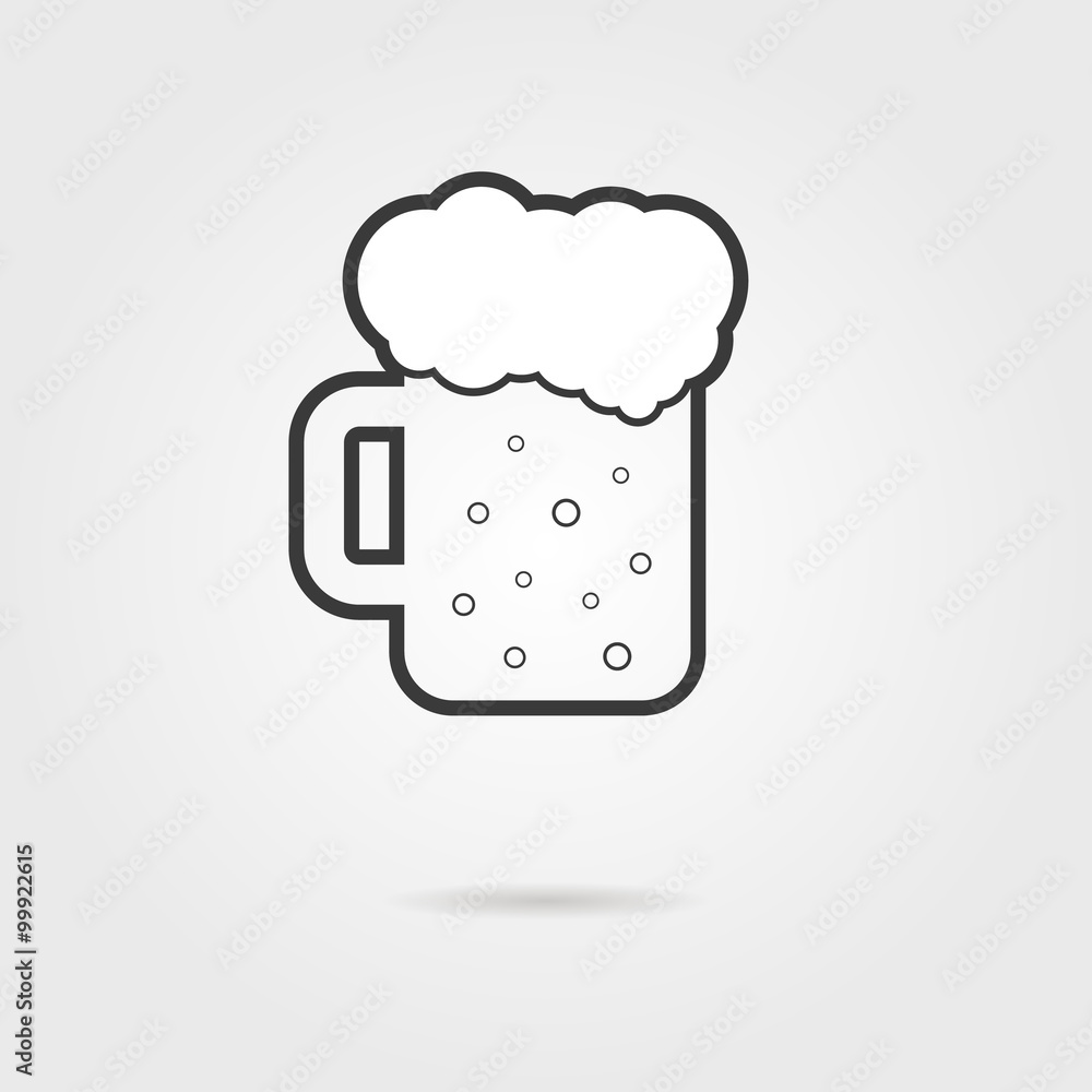 black outline glass of beer with shadow black outline glass of beer with shadow